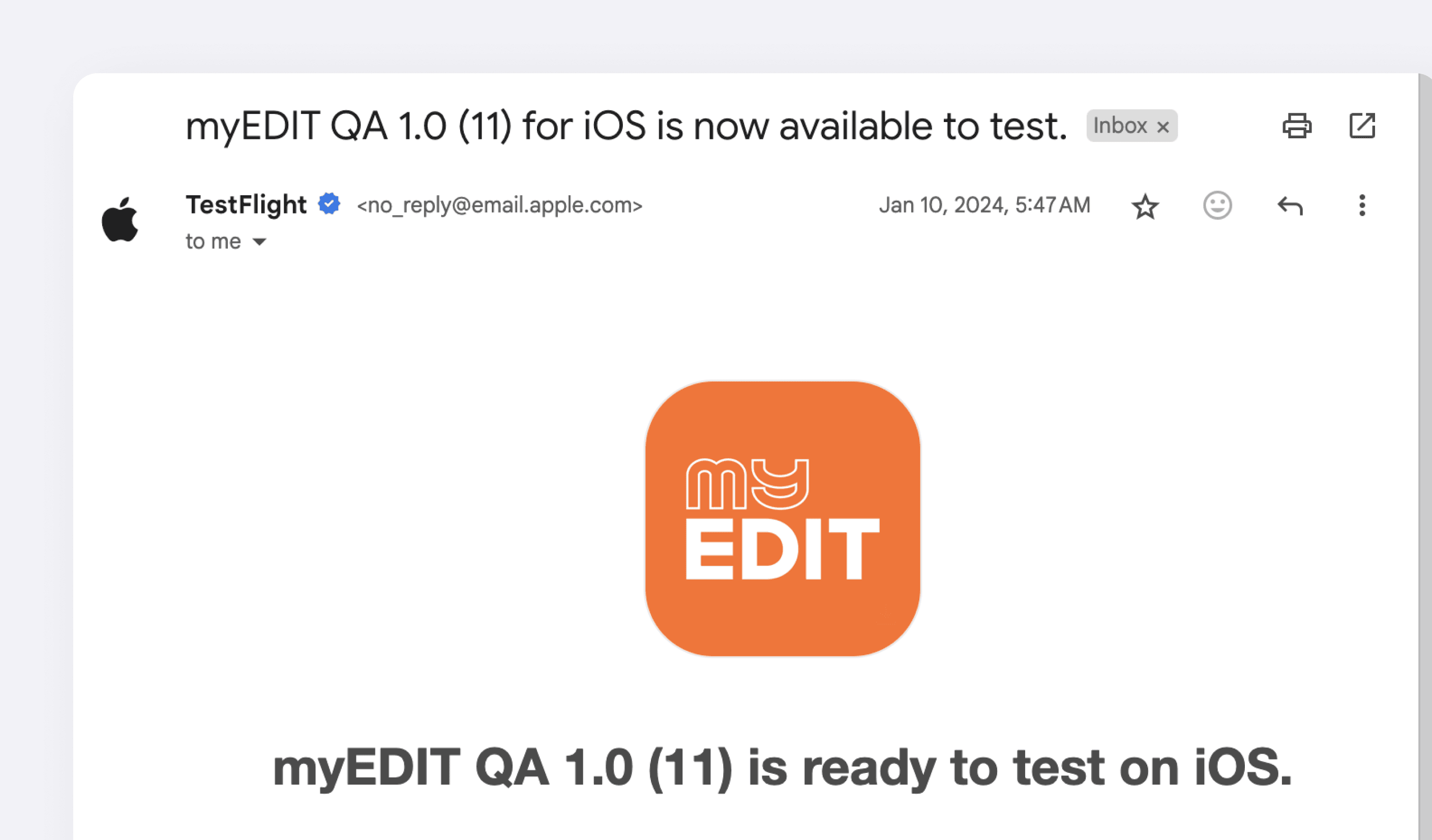 Beta app link shared by dev agency