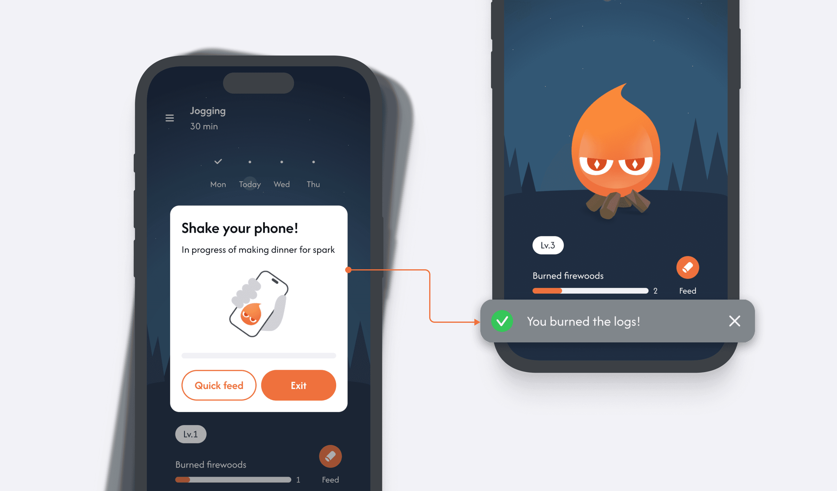 Shake the phone to log today’s goal